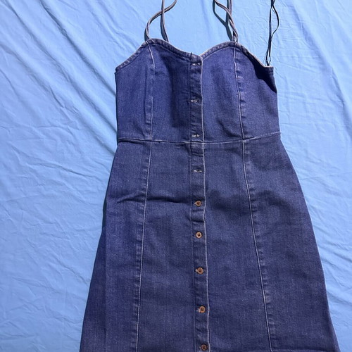 Pull & Bear denim mini dress, size small, blue