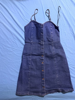 Pull & Bear denim mini dress, size small, blue