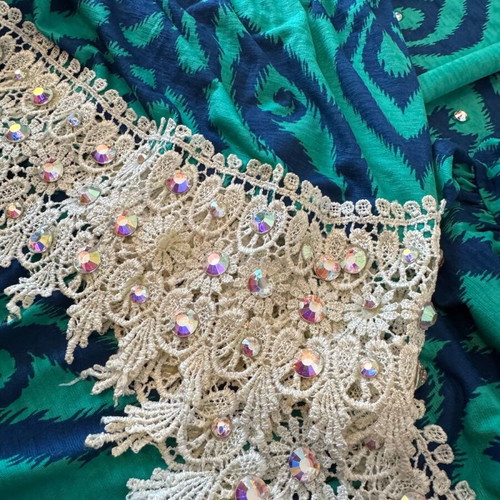 Cezanne dress used with crystals one size blue turquoise