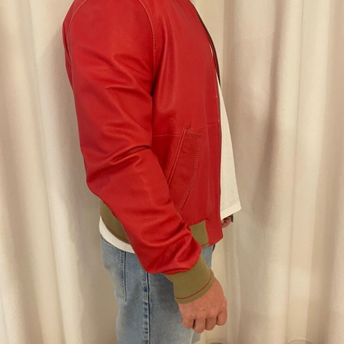 Leather bomber jacket red like new, men's size 54
