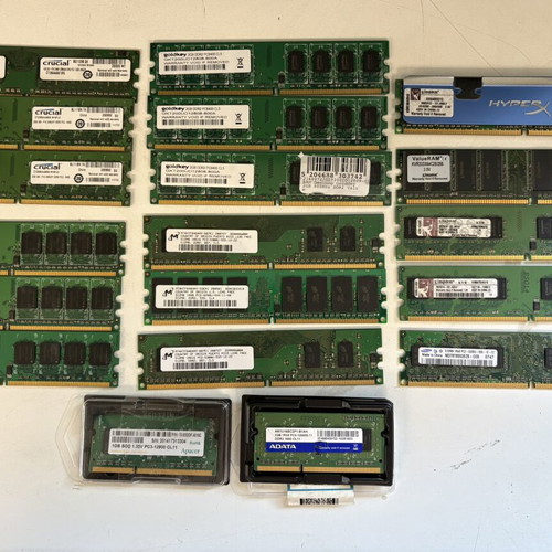 RAM memory pack used, 19 DDR, DDR2 & DDR3L modules for desktop and laptop
