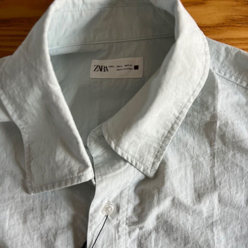 Zara Oversized Technical Fabric Shirt, pale green L