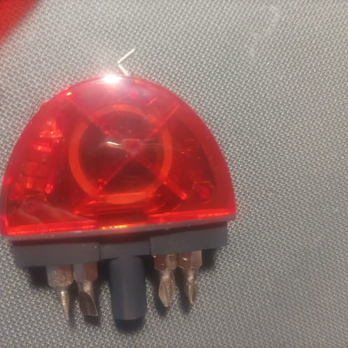 Multi tool keychain with flashlight, tape measure and 4 screwdriver bits