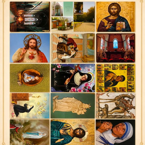 Vintage religious postcard set, 15 pieces