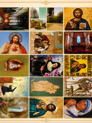 Vintage religious postcard set, 15 pieces