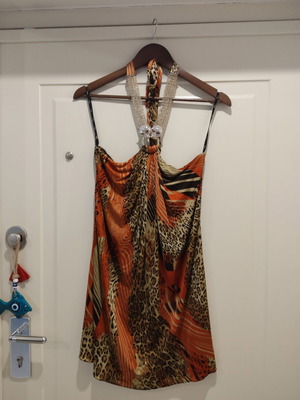 Mini backless dress Sky like new, colorful with strass stones