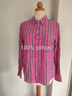 Montego striped shirt pink-gray cotton size S/M like new