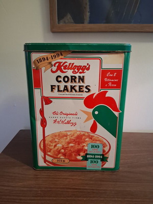 Kellogg's Corn Flakes Vintage Metal Tin Canister 100th Anniversary used