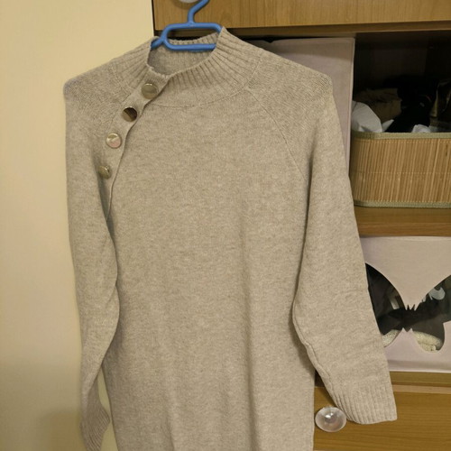 Mohito Midi Knit Dress Like New Beige With Waist Belt
