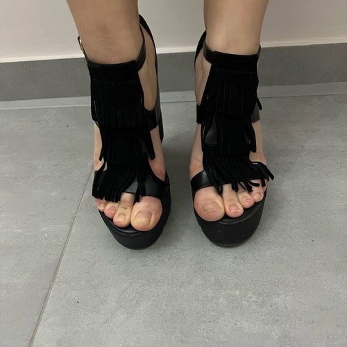 Makis Kotris platform shoes used, full leather, size 37, black