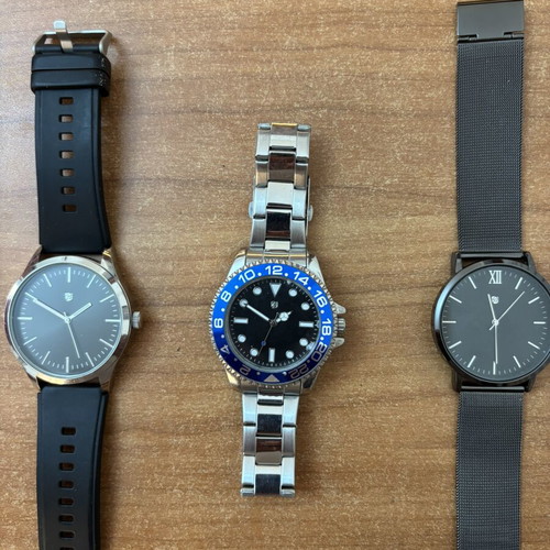 Battery-powered watches set of 3, men's