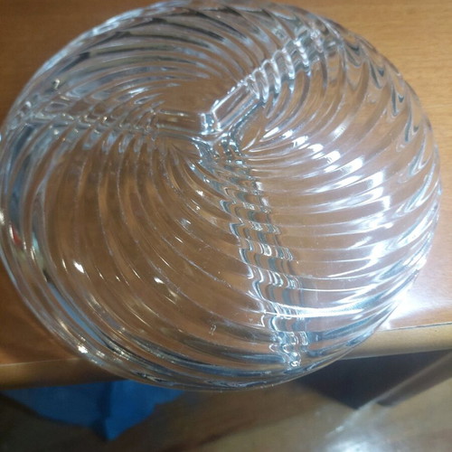 Vintage crystal platter like new with embossed designs 21x21