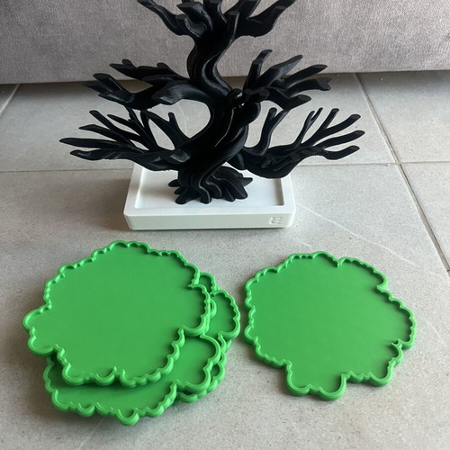 Coaster set with tree base, 5 pieces, new, 3D printed