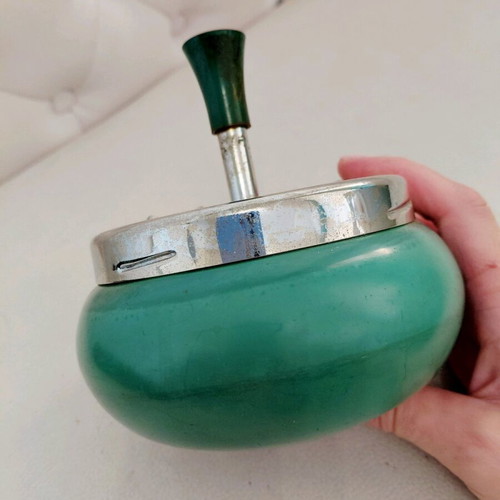Erhard & Sohne ashtray used, vintage metal from the 1960s