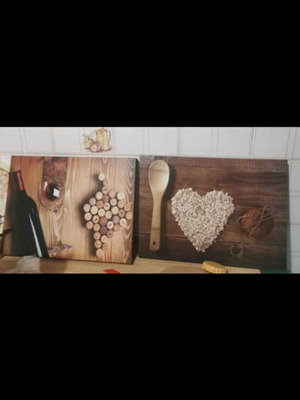 Kitchen paintings like new, set of 2 pieces 30x40x3