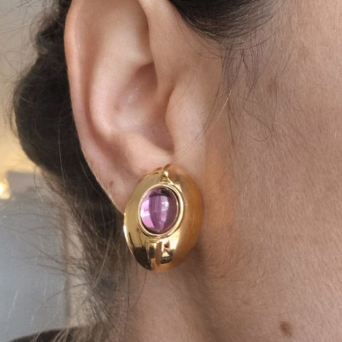 Vintage earrings used with purple stone