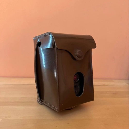 Lubitel 2 camera used with leather case
