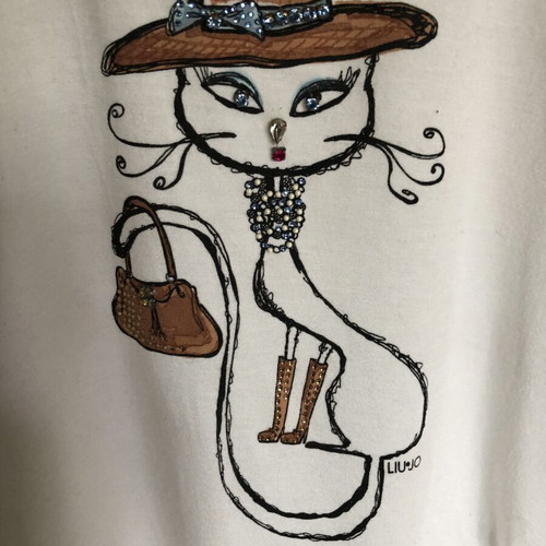 Liu Jo women's blouse like new, white, size XS-S-M, with stones