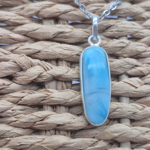 Larimar Silver 925 Necklace with Stainless Steel Chain