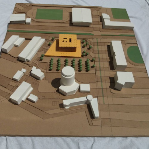 Architectural model scale 1/500 new, kraft cardboard