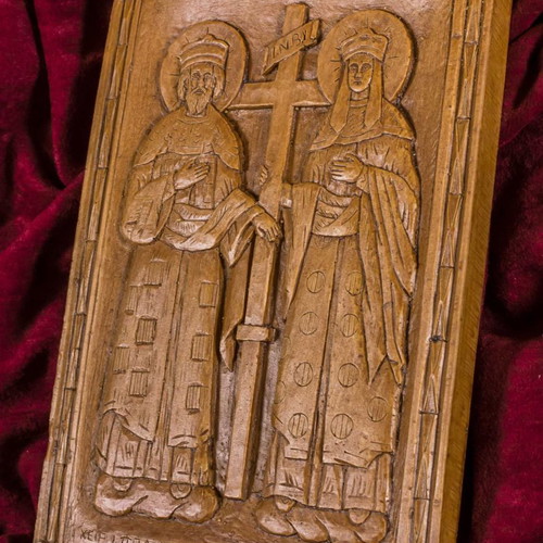 Ag. Konstantinos & Eleni Icon made of Wax, Mastic and Incense