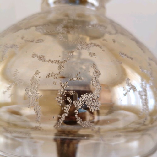 Vintage Hollywood Regency chandelier with gold and amber glass like new