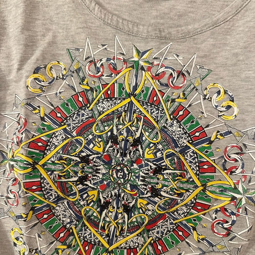 Alexander McQueen sleeveless blouse used, grey with colorful design