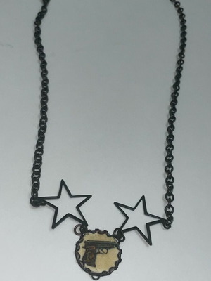 Necklace like new, handmade, black and beige, retro style