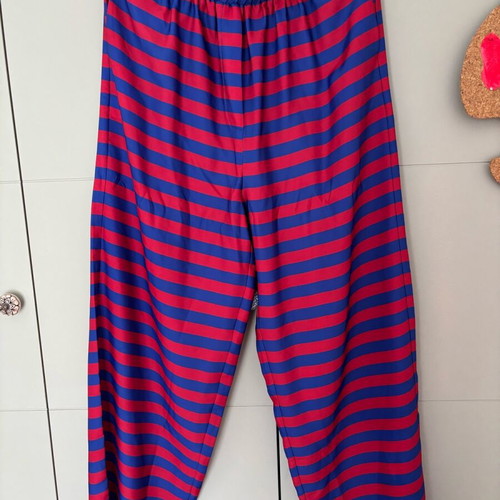 Karavan striped trousers like new, size L, blue and red