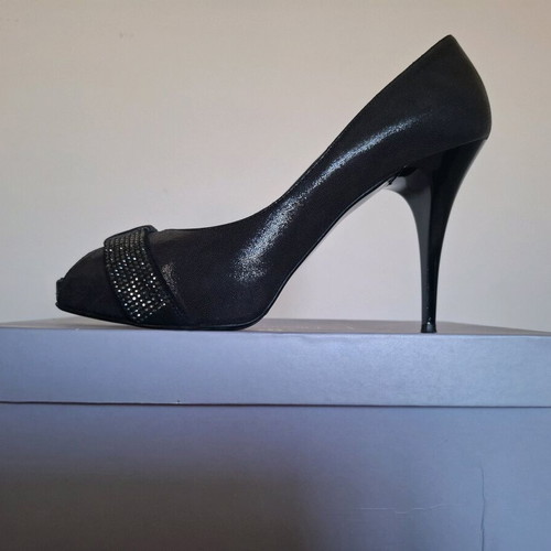 Bournazos black peep-toe pumps size 40 like new with Swarovski