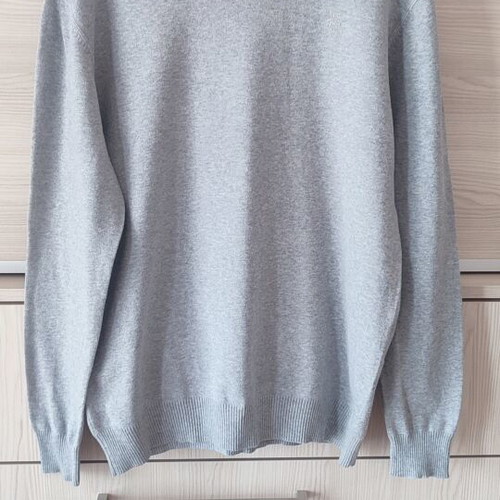 Gin tonic knitted long-sleeve sweater, gray, size M