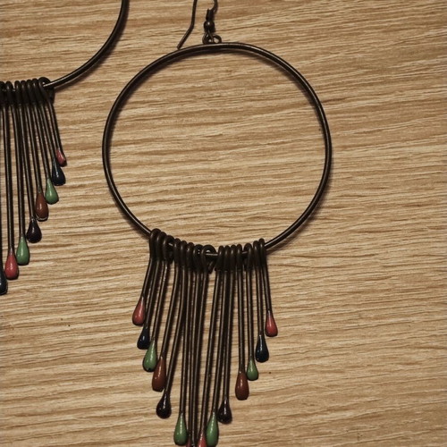 Vintage long bronze earrings