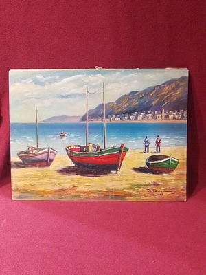 Oil painting by Dimitris Tsalgani used, authentic, 39x30 cm