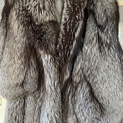 Women's Silver Fox fur coat used, gray