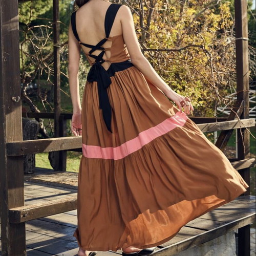 Maxi dress Aitheras Clothing new, black and brown, one size