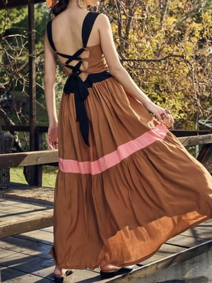 Maxi dress Aitheras Clothing new, black and brown, one size