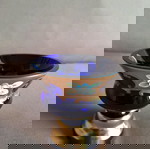  Μπωλάκι βοημίας 9×8  με χρυσό και λουλούδια