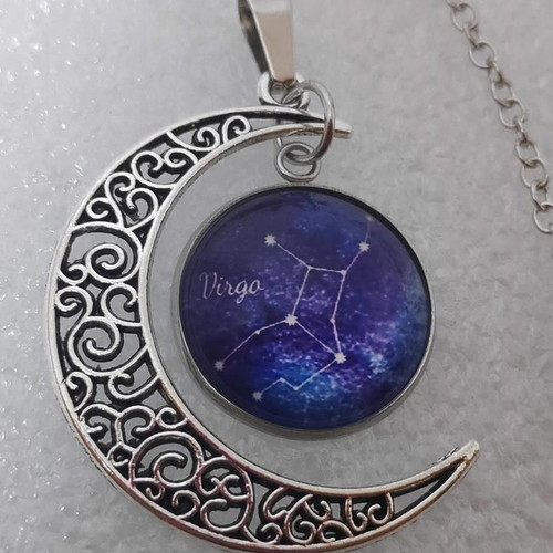 Pendant Virgo Zodiac Half Moon stainless steel like new