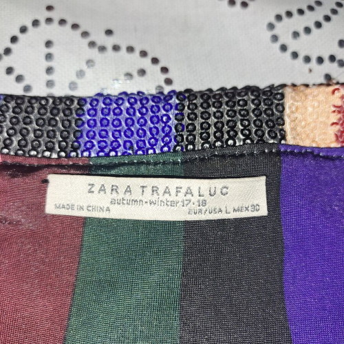 Zara sequin blouse used, size L, multicolor black