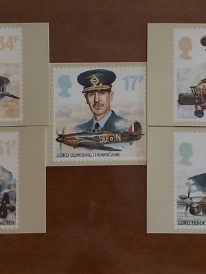Royal Air Force 1986 αγγλικές κάρτες με ήρωες των αιθέρων, σύνολο 5, Ακυκλοφορητες