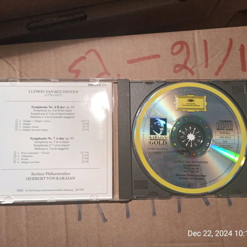 Beethoven Symphonies 4 and 7 CD like new, classical music