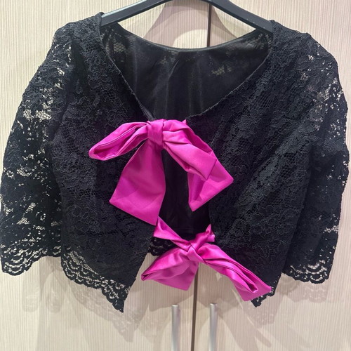Charly evening set like new with lace crop top and satin skirt