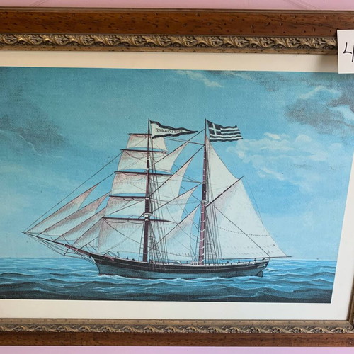 Vintage ship painting 67x50 cm like new