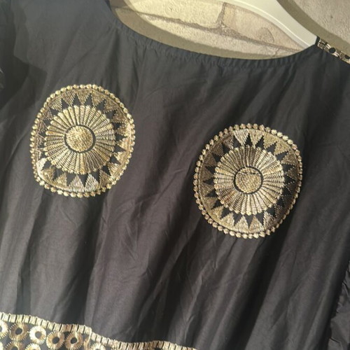 Sweet Miss embroidered black dress new with gold details, size L