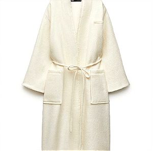 Zara 100% μάλλινο παλτό λευκο