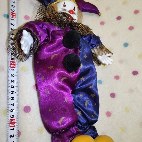 Collectible porcelain clown doll, 35 cm, 1980s-90s