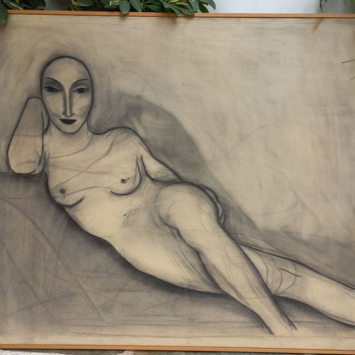 Painting by N. Mavrommatis like new, charcoal on canvas