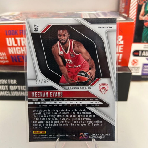 Prizm Euroleague Keenan Evans Purple Card New