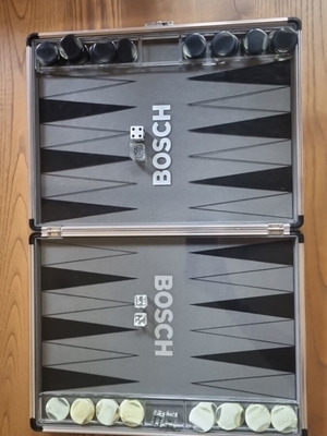 Backgammon in aluminum case Metoni with Bosch logo