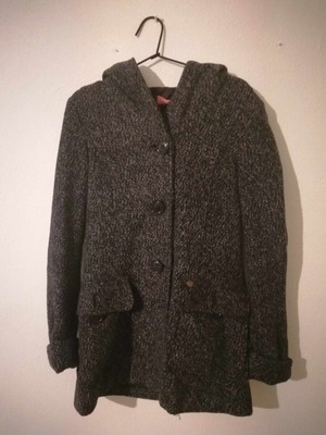 Coat with hood used, gray, size S